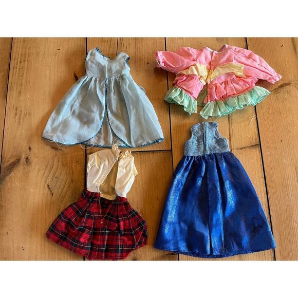 Lot of 3 Vintage Homemade Doll Dresses + 1 Disney Dress. Blues.Pinks. - Picture 2 of 2